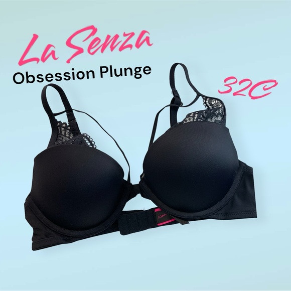 La Senza Obsession Plunge Push-Up Bra Lace Black Size 32C - Picture 1 of 6